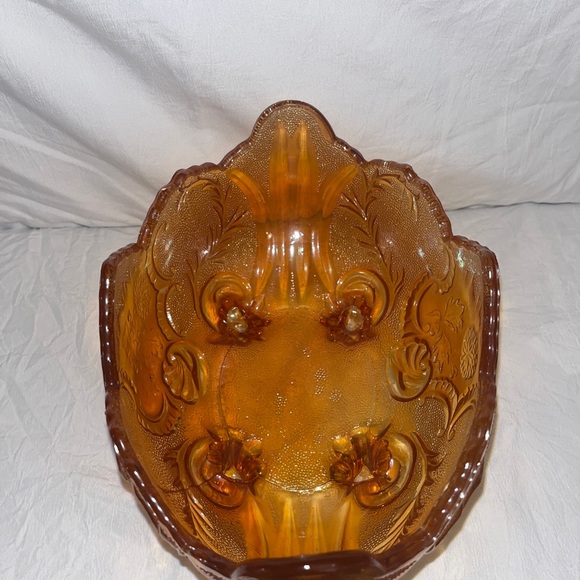 VTG. MARIGOLD CARNIVAL "JEANNETTE " IRIDESCENT 4 FOOTED FRUIT BOWL - Picture 5 of 10